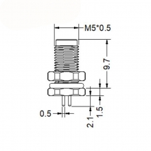 Panel Mount Connector - M5 4pins male straight front panel mount connector, unshielded, insert